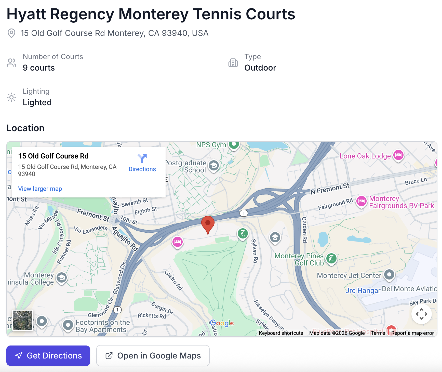 RallyHub venue detail screen